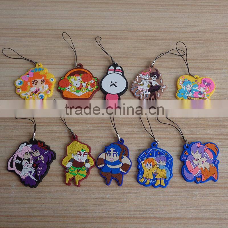 cute cartoon figure rabbit moblie phone 3D pvc charms, customized Mobile Phone Accessories