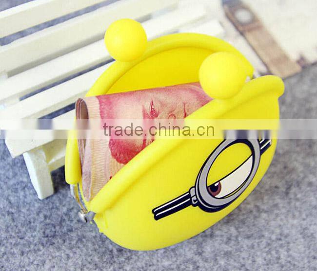 12years factory silicone minions coin purse/Yellow Minions purse factory price/cartoon characters purse