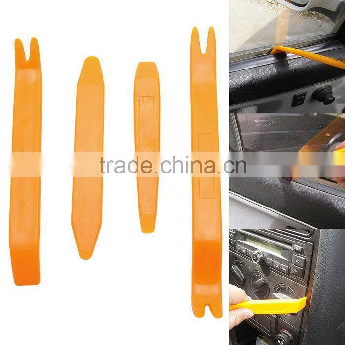 Universal 4pcs Car Radio Install Audio Removal Stereo Pry Tool Kit Orange Panel Trim Molding Removal Tool Set