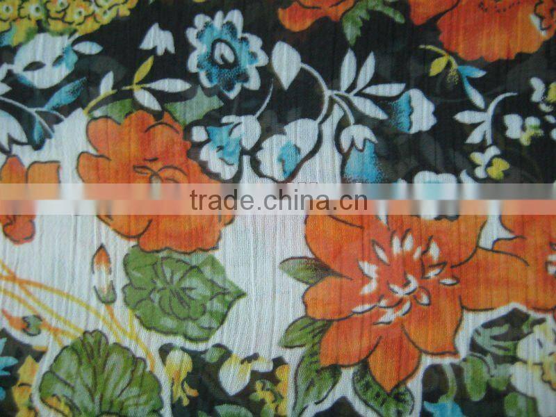 flower design printed chiffon fabric
