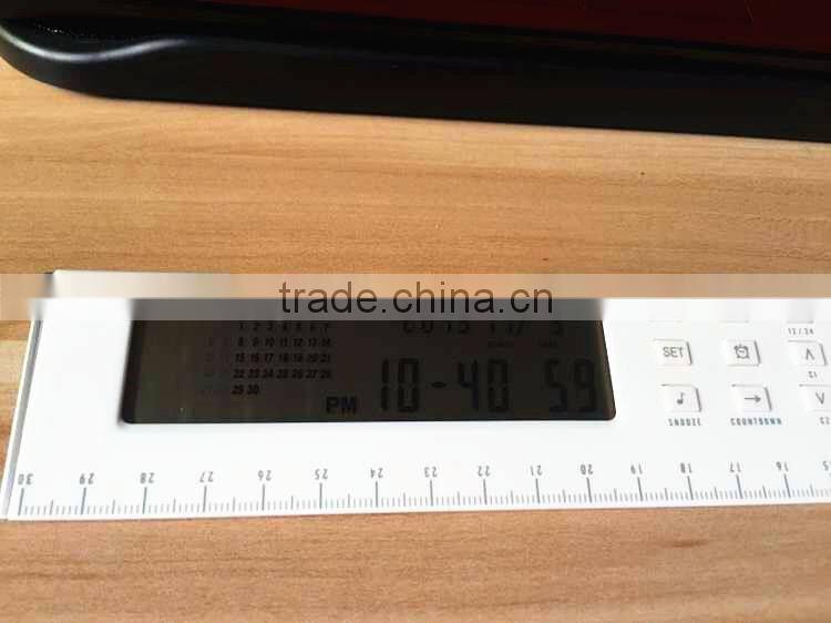 Promotional for Student/ Office/ Housework Pratical Functional Electric LCD Ruler Calculator with Digital Clock/ Alarm