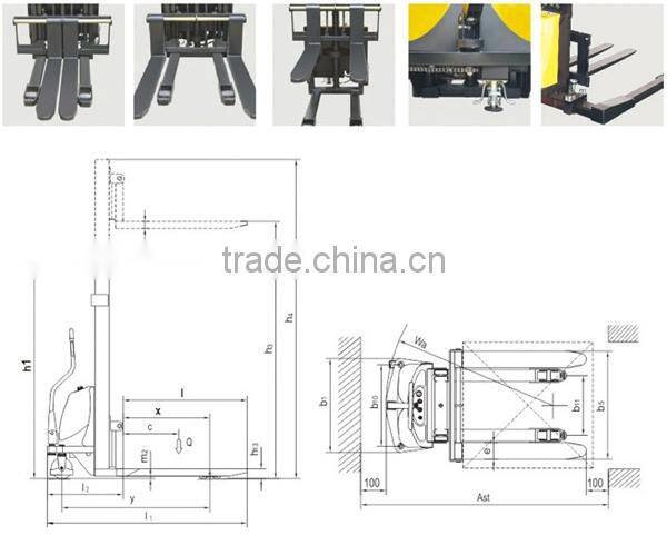 Semi-electric Stacker of fix type forks