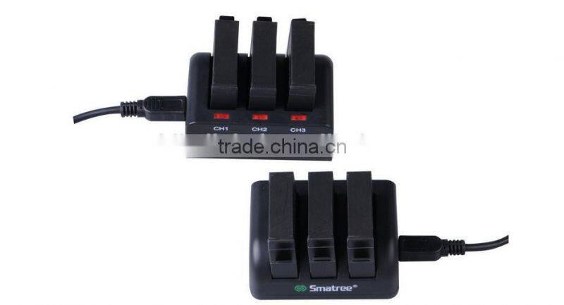 Smatree battery and 3 channel charger for camera accessories replacement