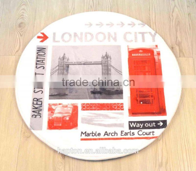 funny printed 60cm round bathmat with anti-slipping back statues of liberty design memory foam mat