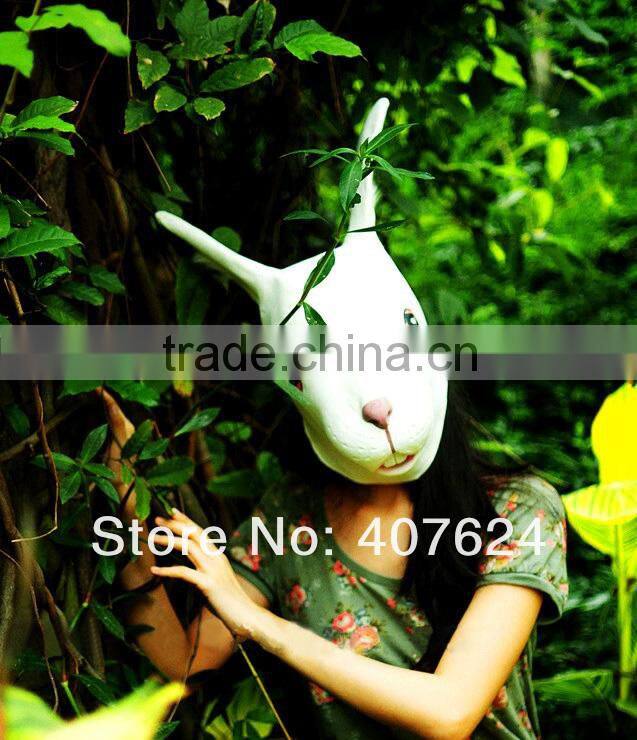 White Cute Latex Rabbit Bunny Mask Animal Costume For Party Or Masquerade