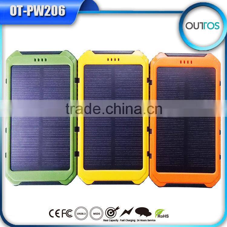 Promotional dual usb solar mobile charger super fast power bank with ce
