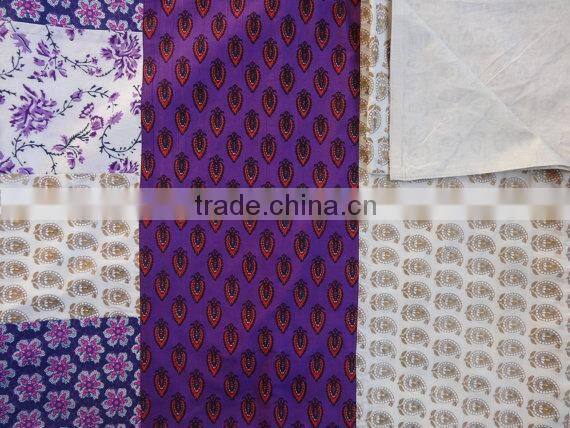 Hand Block Print Patchwork Bedspread with Set of 2 Pillow Covers, Queen Size Patchwork Bedding, Beautiful Golden Block Print Bed