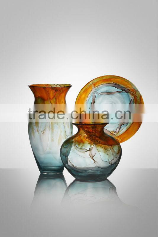 Modern Style Hand-made Glassware vase and plate