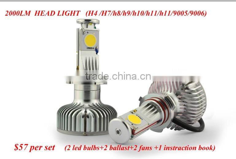 New!! 30w 2000 Lumens Cree H4 /H7/H8/H9/10/H11/9006/9005 car auto head led light