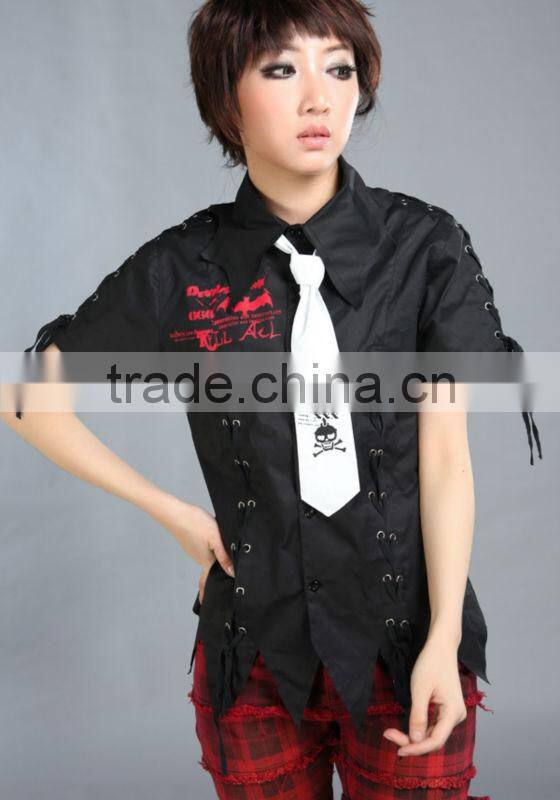 GLP PUNK Britpop interesting skeletons heat press shirt with tie 71247