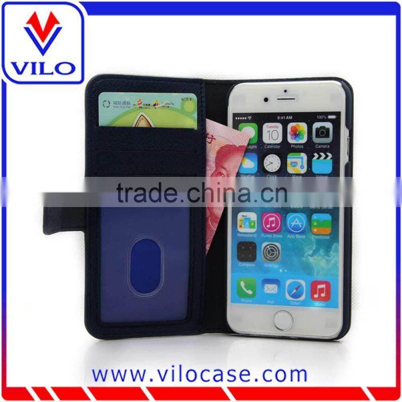 Flip leather phone case with magnetic fastener for iphone 6