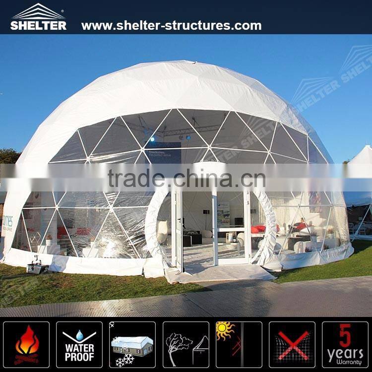 UV retardant geodesic dome tent for beach event