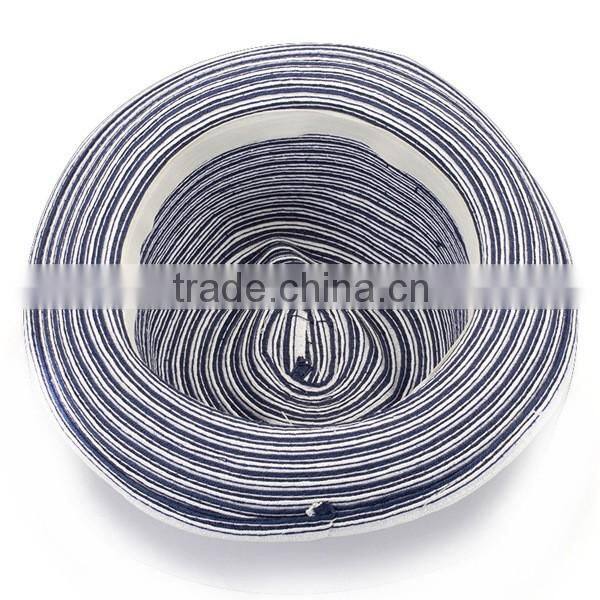New style panama straw caps blue and white striped homburg hat
