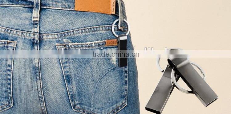 Stainless steel material promotional gift customized laser engraving logo chrome color keychain ring usb flash memory stick