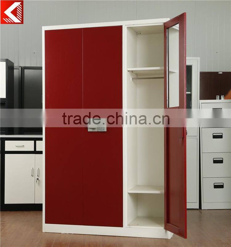 Modren bedroom steel decoration almirah designs with hanging clothes