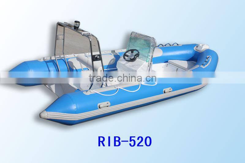 RIB520 boat rubber boat inflatable boat rigid hull with CE