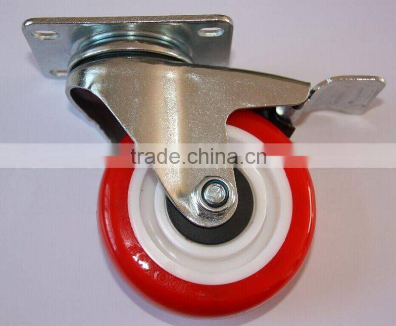 3''ball bearing medium duty pu corner caster