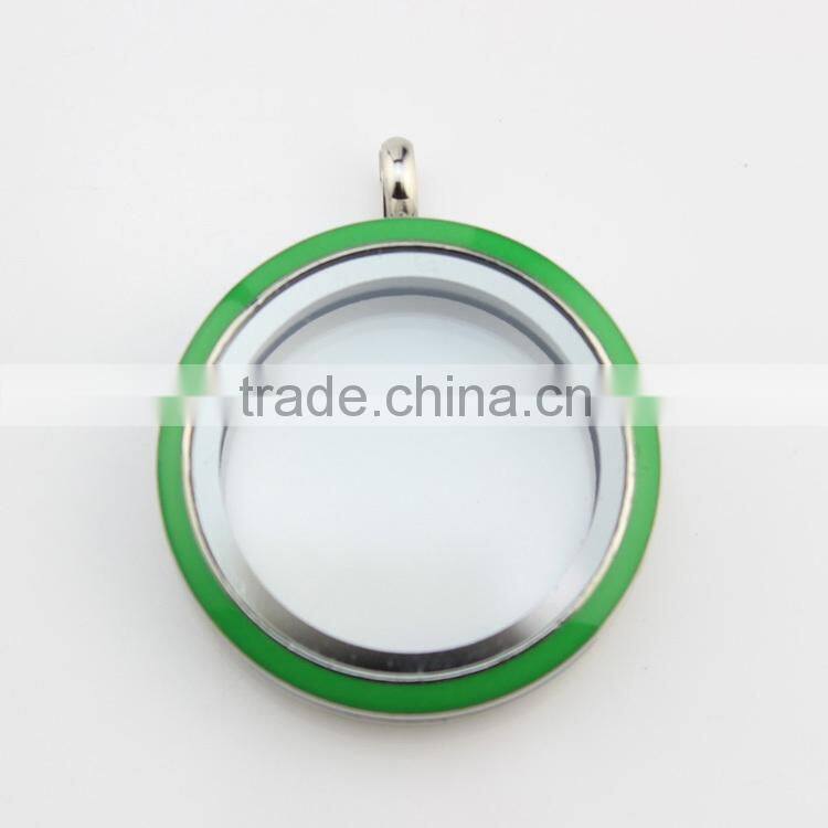 DIY 30mm orange enamel colored 316L stainless steel screw large floating charms locket