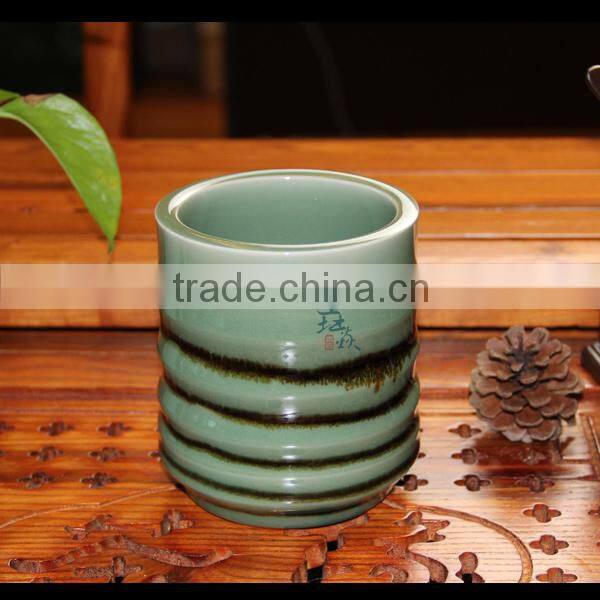 Longquan celadon Hand - plums glazed stippling bamboo pen