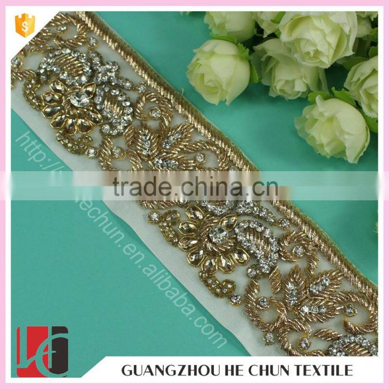 HC-7484-1 Hechun 2016 Crystal Material Iron On Bridal Belt Bride Sash