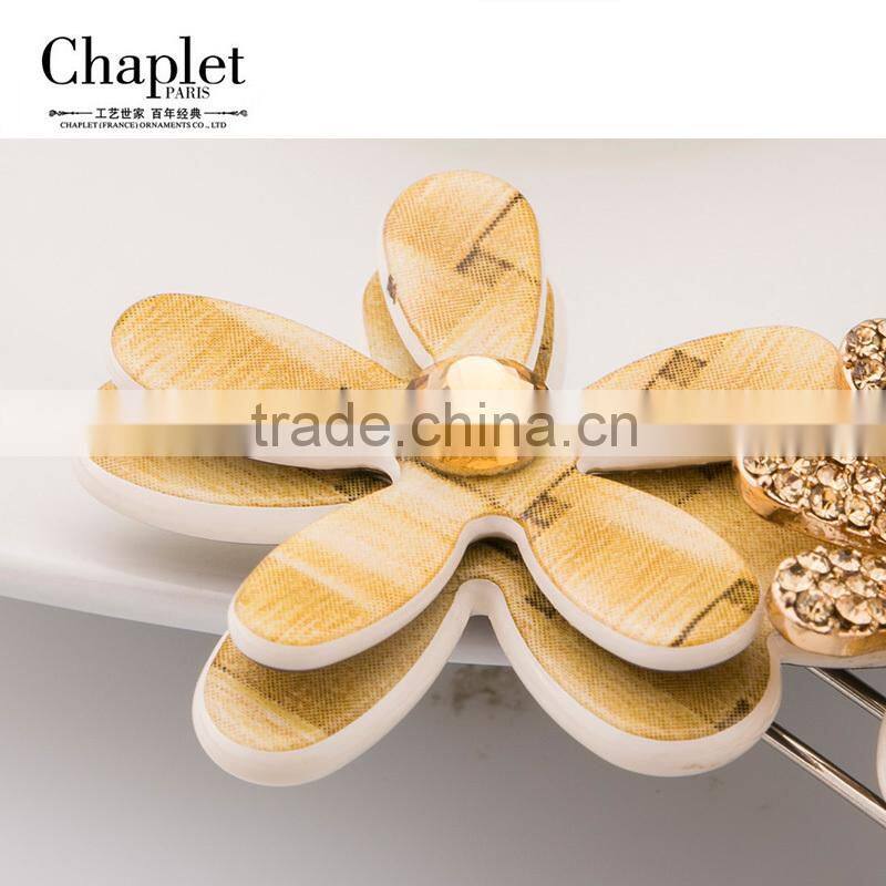Cellulose acetate children flowers and alloy crystal decorative hairpins