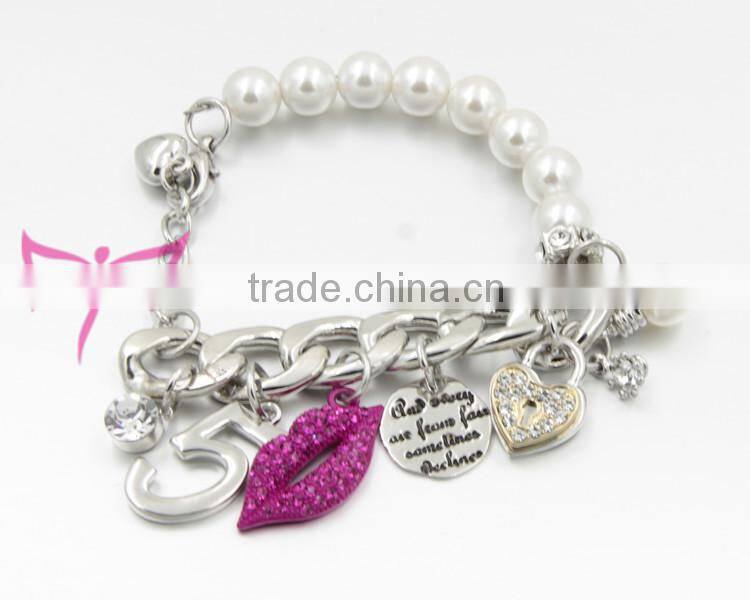 Easam Low Price Popular Alloy Chain Beaded Gold Bracelet