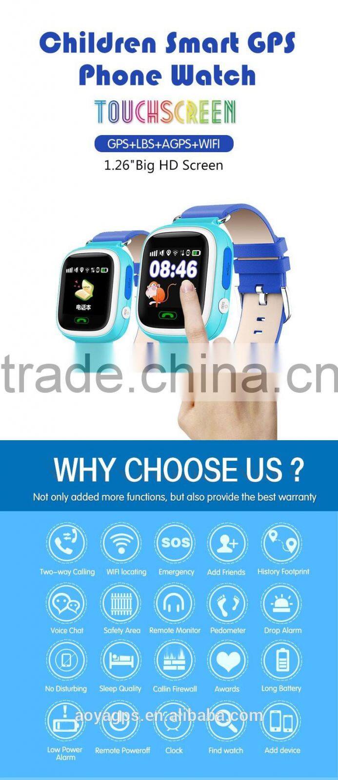 Anti lost Waterproof for child gps tracker phone watch high quality gps child tracker watch