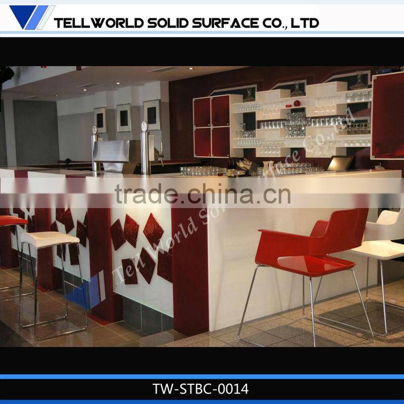 2014 modern high quality beauty luxury artificial marble mini bar counter for sale