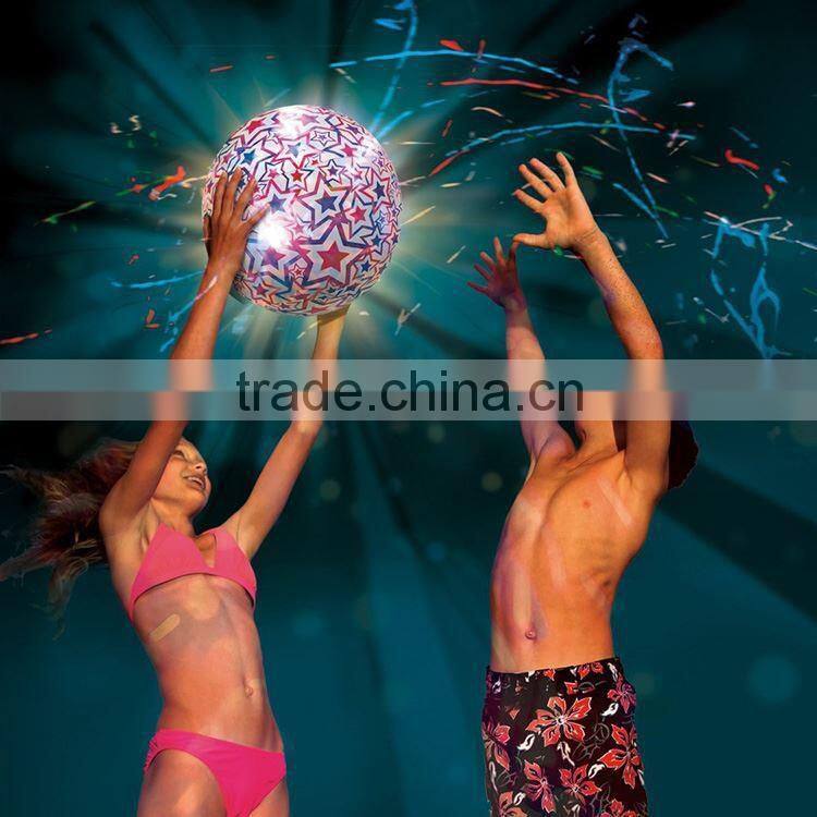 colorful inflatable light-up beach ball in blue red green