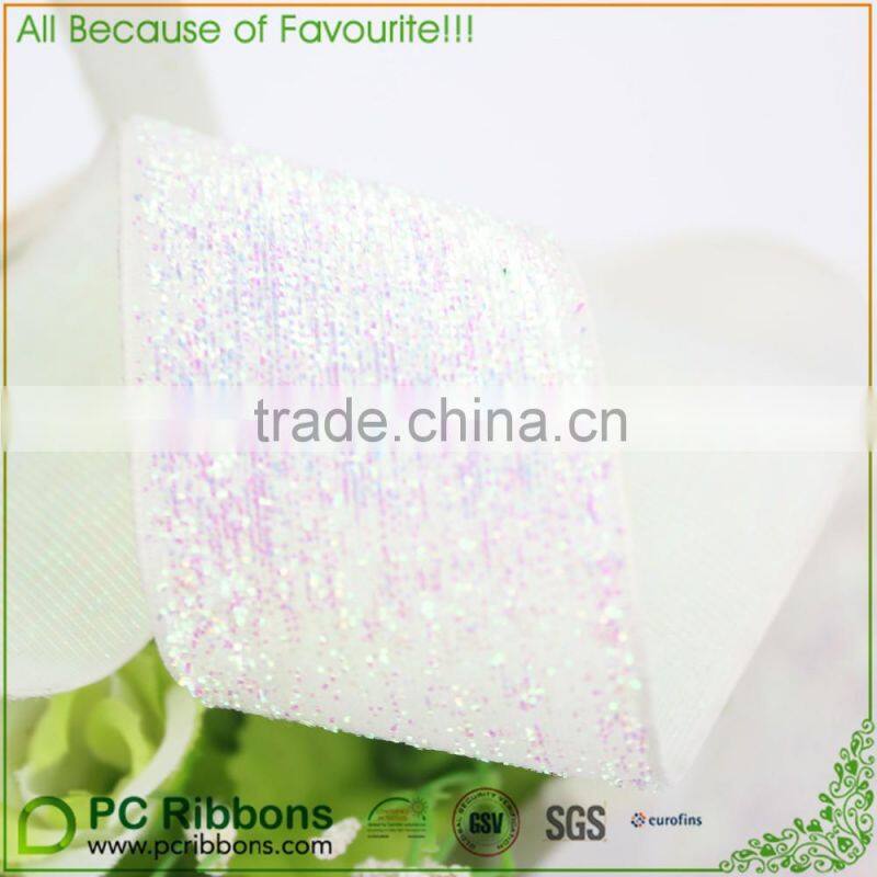 25mm white metallic velvet ribbon glitter ribbon wholesale