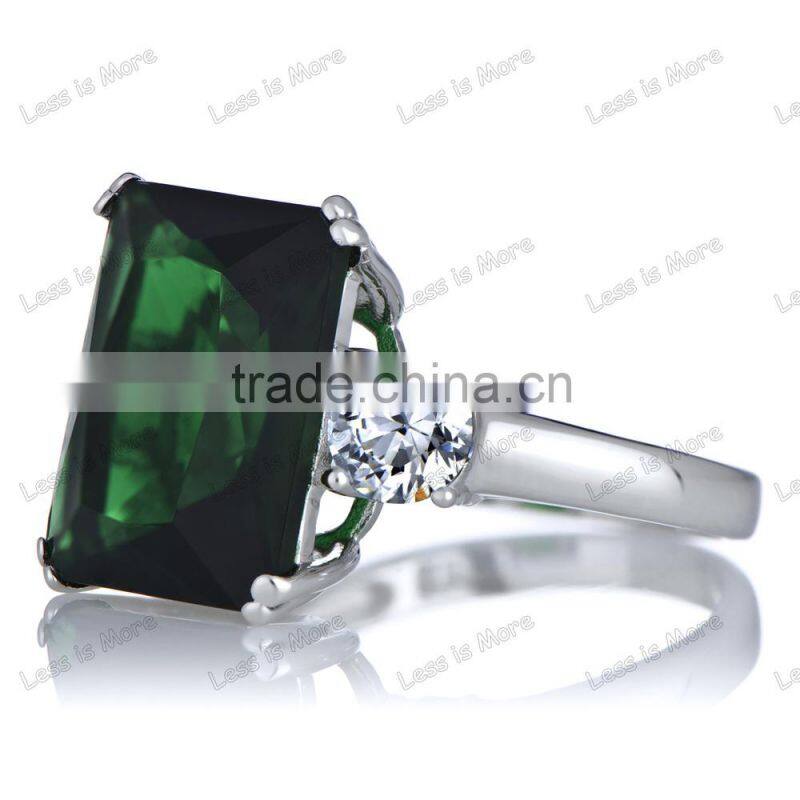 Silver Large Green stone Cocktail gay men's Ring