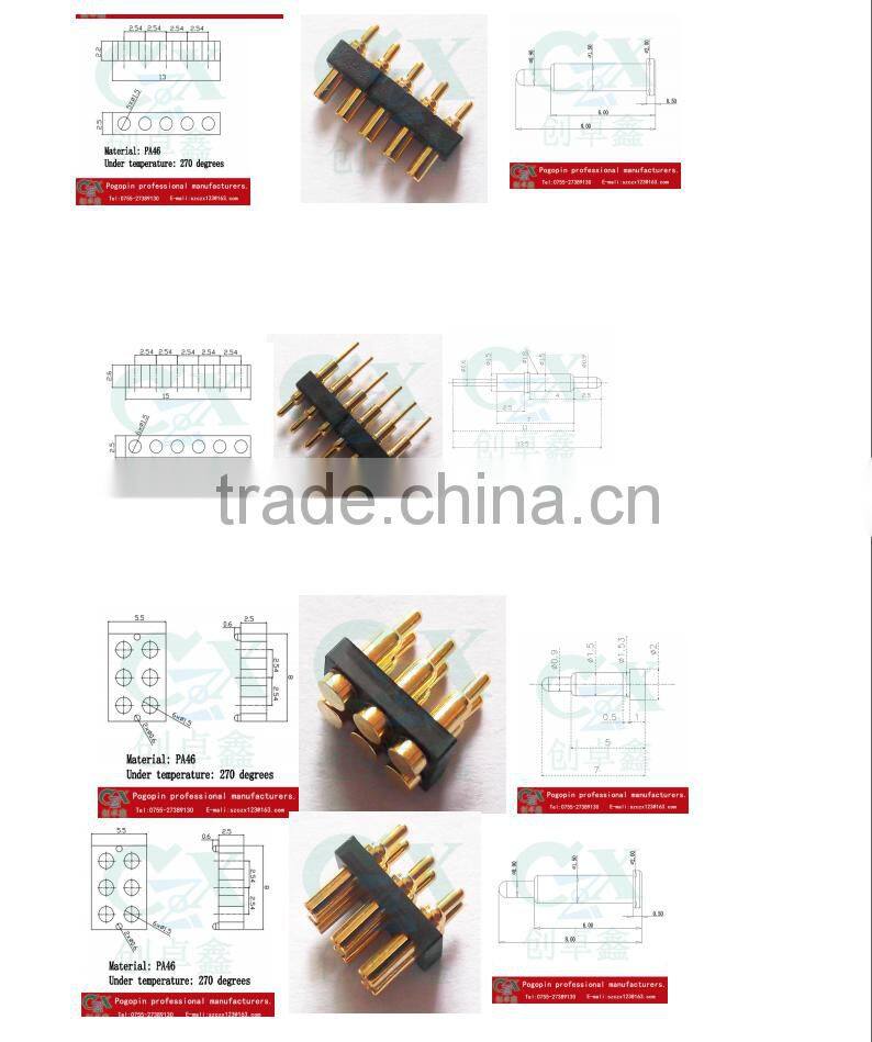 male gender two row 6pin connector pogo pin connector for PCB application