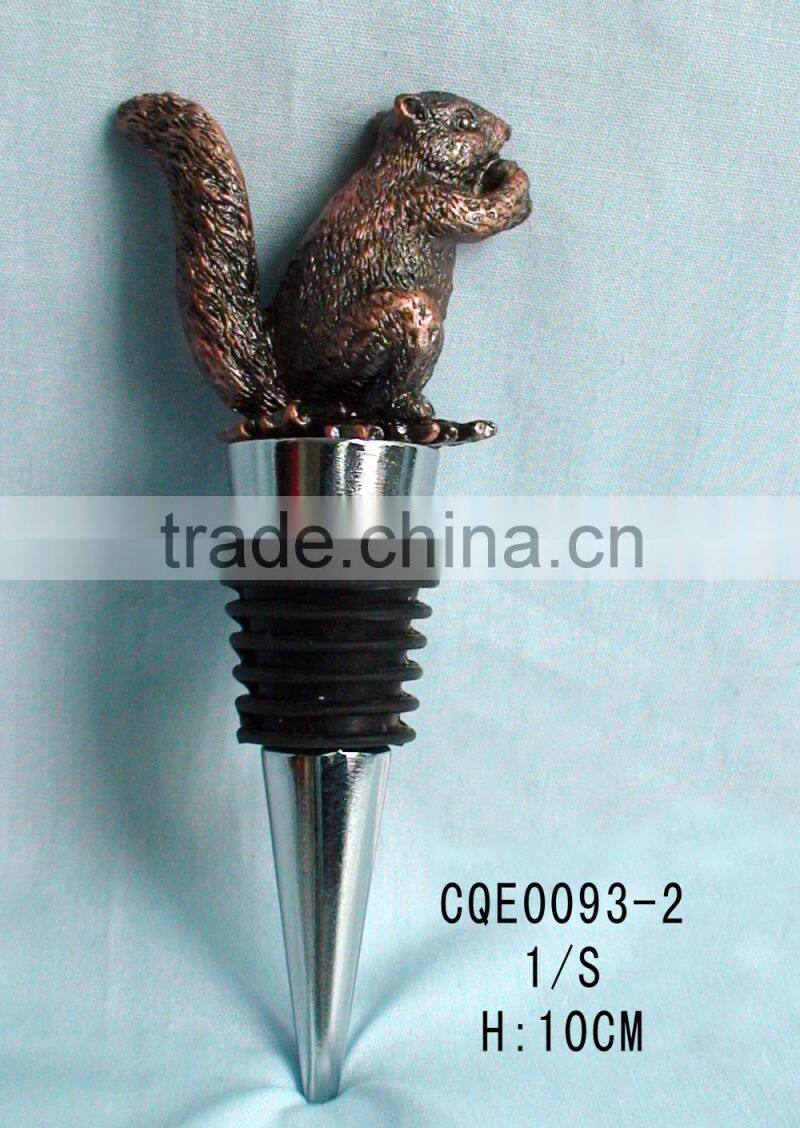 fashion animal design metal squirrel wine bottle stopper