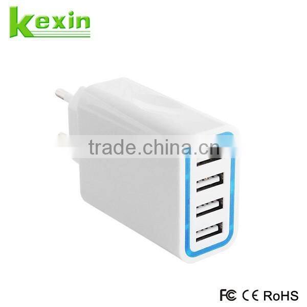 AC Power Adaptor EU US Plug 4 Port USB Wall Charger 2.4A for Mobile Phone Digital Products
