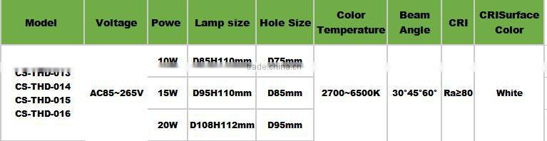 2years down light 10W COB ceiling led lamp