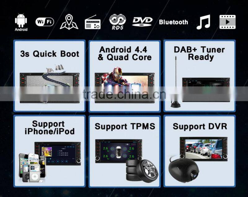 Wholesale price quad core Android 4.4 for toyota car stereo built in wifi