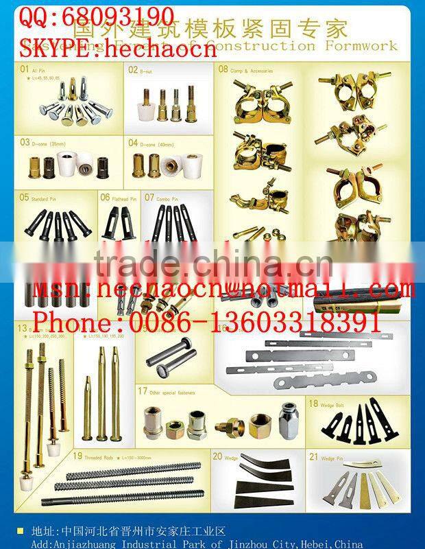 concrete form wedge bolt for steel plywood