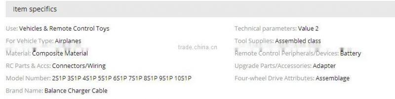 10CM 2S1P 3S1P 4S1P 5S1P 6S1P 7S1P 8S1P 9S1P 10S1P Balance Charger Cable 22 AWG Silicon Wire JST XH Plug