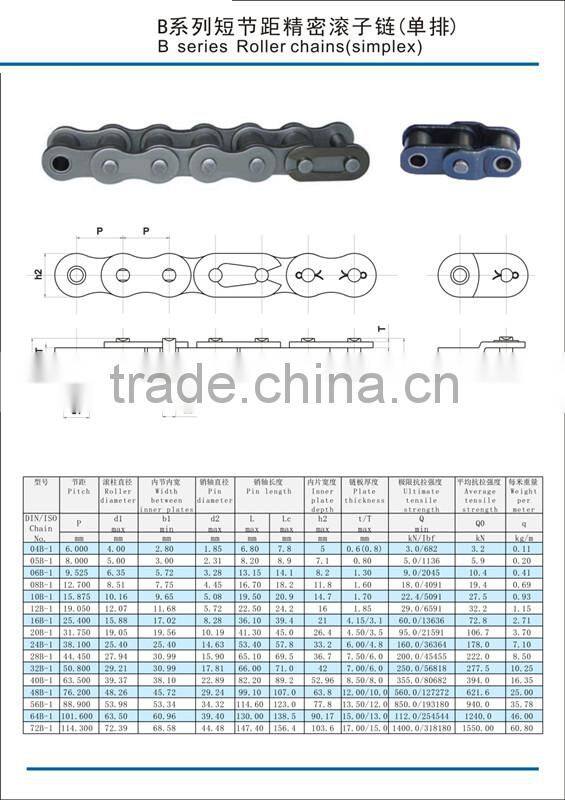 12B carbon steel roller chain for transmission industry (B series)