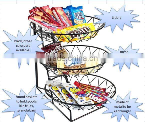 3 tier Round Black Metal Wire Merchandiser YC018