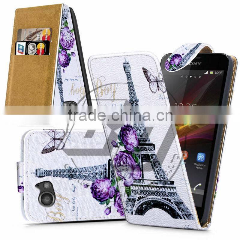 For Sony Xperia M C1905 High Quality Print Flip PU Leather Case Cover Moible Phone Case