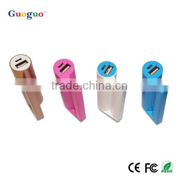 Guoguo new design high quality mini phone holder 1800mAh portable power bank for iphone7