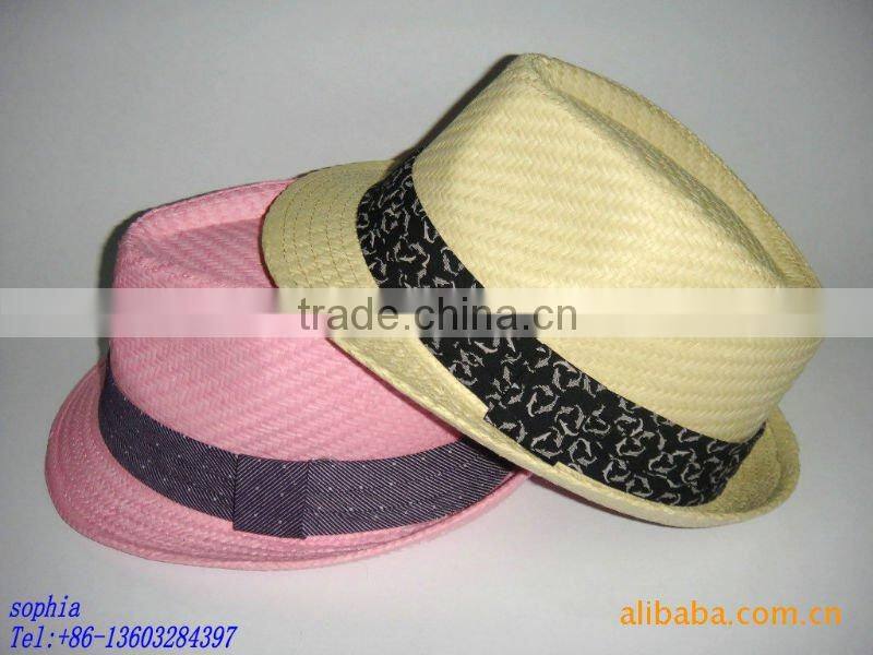 fashion paper straw shimmer fedora hat.paper straw summer hat