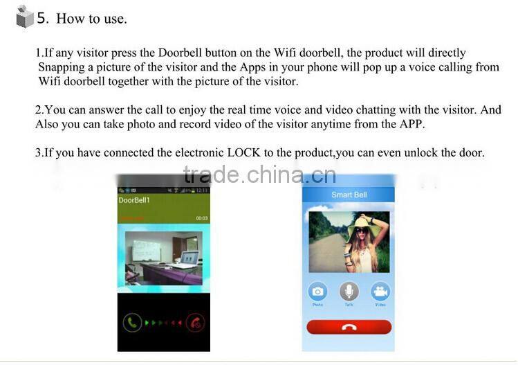 160 degree camera, Real time video talking,waterproof,wifi doorbell camera