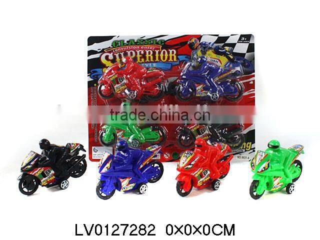 Plastic pull back motorcycle with people