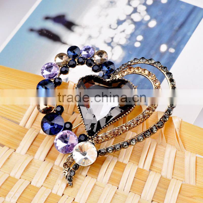2015 jeweled heart-shaped large large brooches for dresses,sweetheart fabulous brooches