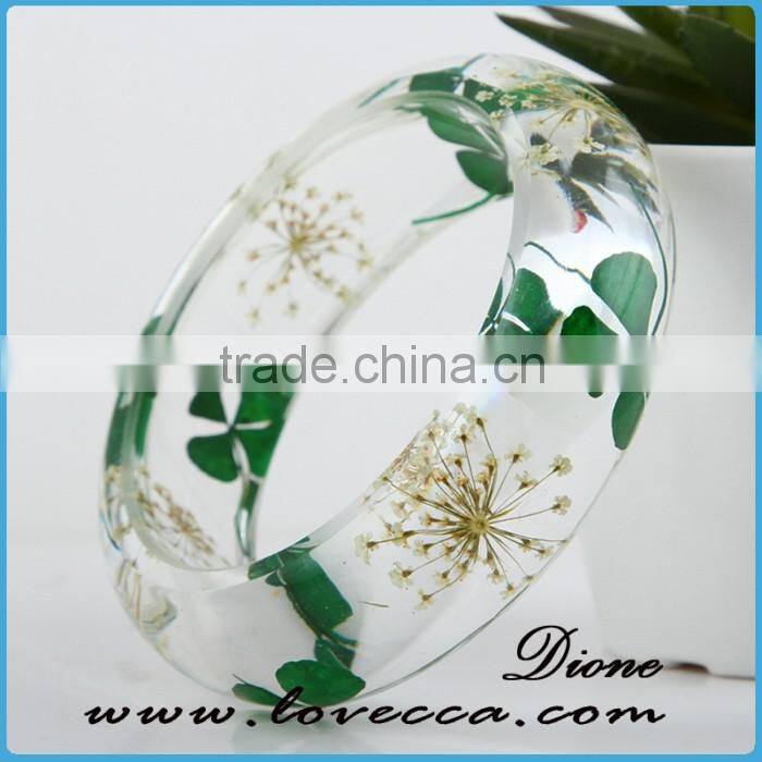 fashion jewelry real flower bangle clear resin real flower bangle