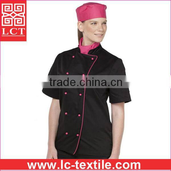 wholesale fashionale design Short-Sleeved ladies women chef coat with Double breasted(LCTU0014)