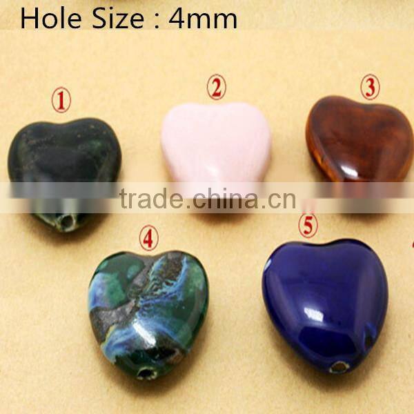 Fashion new design Bead porcelain , 28x32 mm, heart shape hole size: 4 mm 10pcs per bag