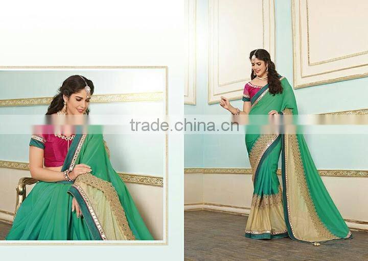 Dark Red Georgette On Fancy Net Saree Online Buy